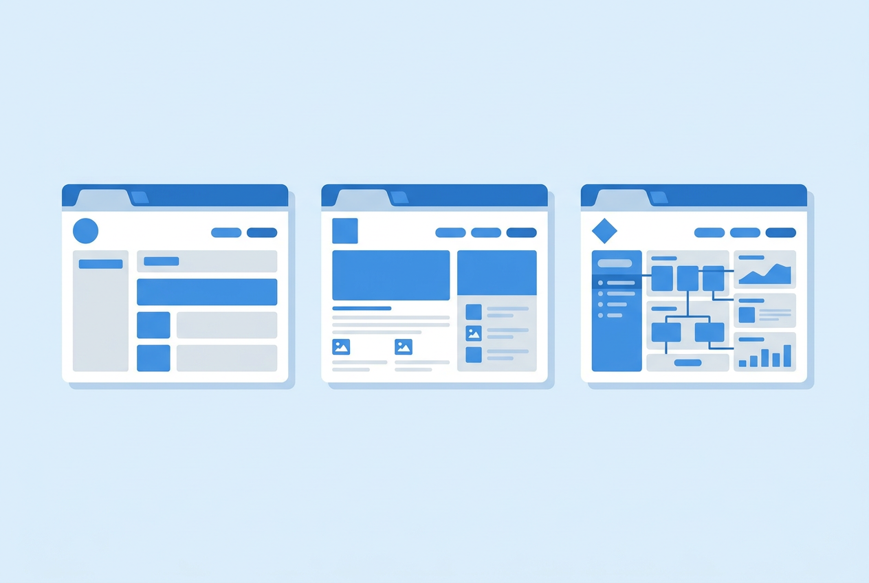 Vergelijking van verschillende website opties naast elkaar